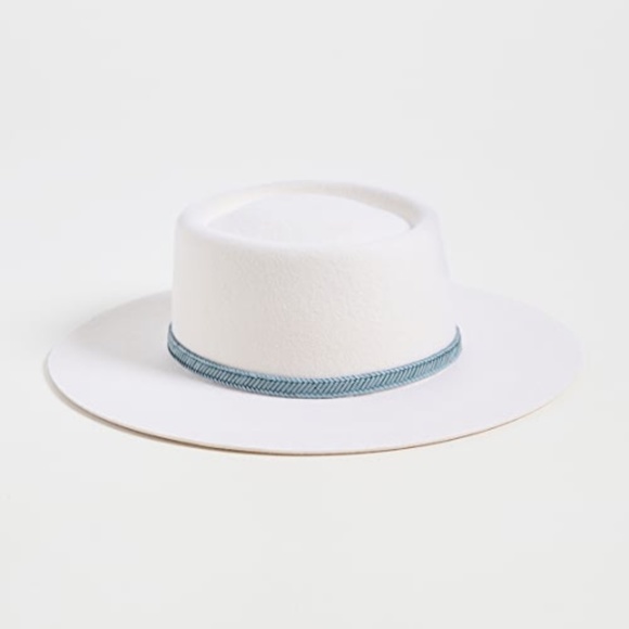 Lack Of Color Cream Wide Brim Fedora with Grey Band